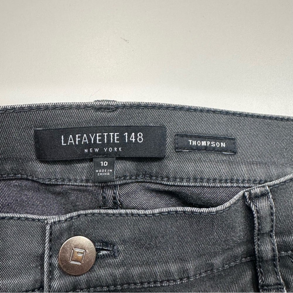 Lafayette 148 New York Dark Gray Classic Straight Leg Thompson Jean Pant Size 10 - Picture 5 of 9